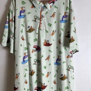 RSVLTS Mint Green Cartoon-Print Polo